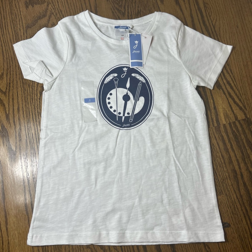 BRAND NEW Jacadi Kids White and Blue Graphic T-Shirt